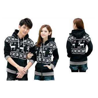 WinKin - Jaket Couple Snowflake - Hitam  