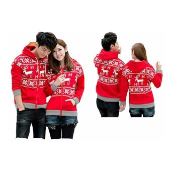 WinKin - Jaket Couple Snowflake - Merah  