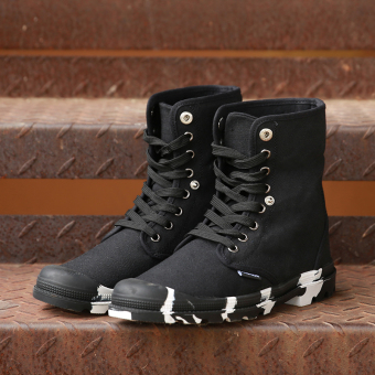 Winter Boots Men Boots Snow Boots High Top Winter Shoes Male Canvas Shoes (Black) - intl  