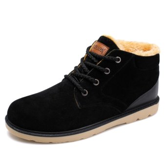 Winter Men Snow Boots Fashion Suede Ankle Boots Casual Men Shoes With Fur (Black) - intl  