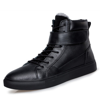 Winter men's fashion Plush inside leather shoes snowe boots  