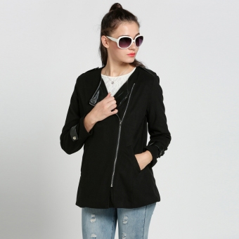 Winter Women's Long Warm PU Leather Sleeve Jacket Coat Parka Trench Windbreaker  