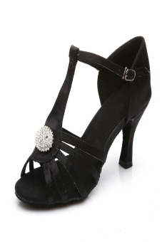 Woman's summer ankle wrape latin shoes dance shoes salsa tango (Black) - Intl - intl  