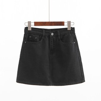 Women A-Line Slim Denim Skirt Mini Skirt Girl's Summer Spring Jeans Skirts Plus Size Black - intl  