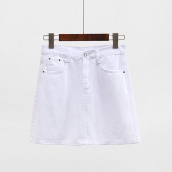 Women A-Line Slim Denim Skirt Mini Skirt Girl's Summer Spring Jeans Skirts Plus Size White - intl  