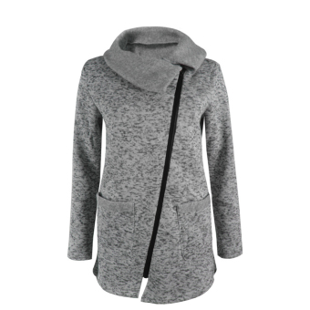 Women Autumn Winter Clothes Warm Fleece Jacket Slant Zipper Collared Coat - intl  