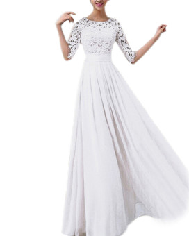 Women Bridesmaid Ball Prom Gown Formal Evening Party Long Dress White  