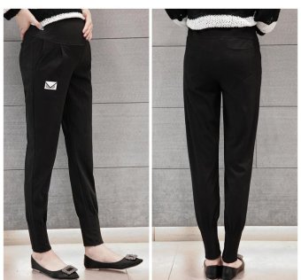 Women Casual Pregnant Clothing Pant Adjustable Maternity belts? Cotton Wide Leg bell-bottomed Pants? Trousers ?black? - intl  