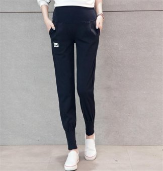 Women Casual Pregnant Clothing Pant Adjustable Maternity belts? Cotton Wide Leg bell-bottomed Pants? Trousers ?dark blue? - intl  