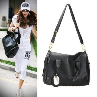 Women Celebrity Studded Bottom Duffel Faux Leather Handbag Shoulder Bag- Intl  