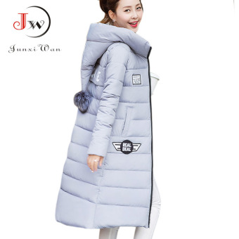 Women Cotton-padded Jacket Winter Thicken Long Slim Down Parka Hooded Coat Manteau Femme Gray - intl  