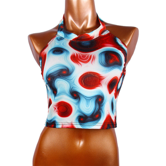 Women Digital Printing High Neck Vest Plus Size (Light Blue) - intl  