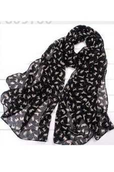 Women Dots Spot Chiffon Soft Shawl Scarf Neck Wrap Headscarf(Black) (Intl)  