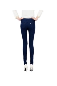 Women Elastic Casual Long Skinny Pants(navy blue)  