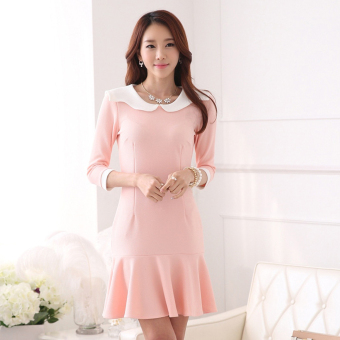 Women Elegant Korean Mermaid Bodycon Pencil dress Ladies Half Sleeve Party Office Pencil dress (pink) - intl  