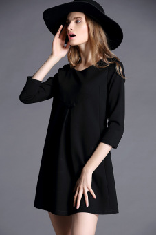 Women Elegant Long Sleeve Casual Dresses Short A-Line Maternity Dress HMDRESS028 Black - intl  