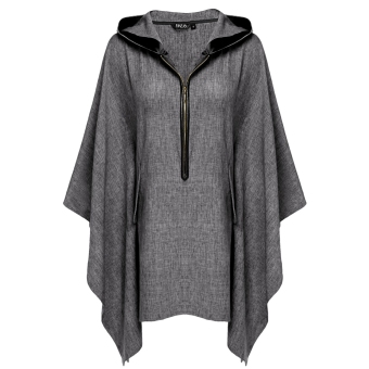 Women Fashion Casual Loose Hooded 3/4 Raglan Sleeve Zip up Pullover Solid Outwear  