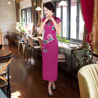 Women Fashion Maxi Dress Sexy Silm Chinese Wind Charming Cheongsam (Red) - intl  