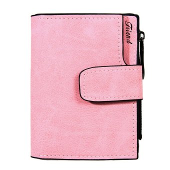 Women Fashion PU Leather Wallet Button Clutch Purse Handbag(light pink) - intl  
