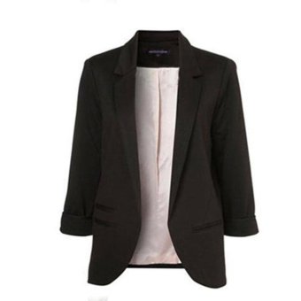 Women Formal Slim Suit Coat 3/4 Sleeve Outwear Office Lady Business Blazer (Black) - intl  
