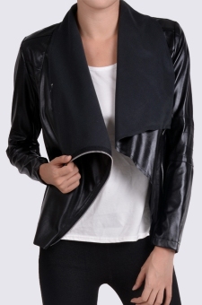Women Girls Cool Stylish Zip Up Synthetic Leather Short Fit Jacket Coat Outwear Punk Chic Minimalist Leather Coat - intl  