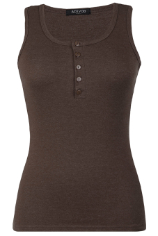 Women Girl's Sleeveless Button Solid Slim Tank Top ( Coffee ) - intl  