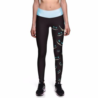 Women High Waist Ankle Leggings Eyes Pattern Skinny Elasticated Active Pants - intl  