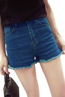 Women High waist retro Slim Denim shorts girls Blue short jeans Summer Fashion  