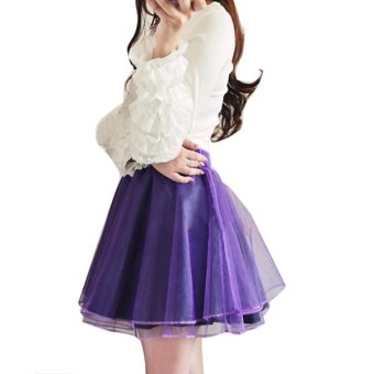 Women High Waist Slim Organza Tutu Mini Skirt A-line Pettiskirt Flared Dresses 6 Colors (Purple) (Intl) - intl  