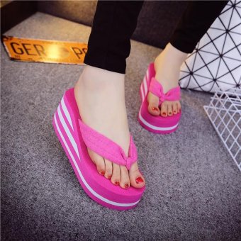 Women Ladies Thick Platform Flip-flops Sandals Slippers Red - intl  