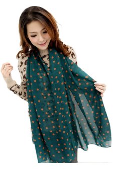 Women Lady Dots Spot Chiffon Soft Shawl Scarf Neck Wrap Headscarf (Dark green) (Intl)  