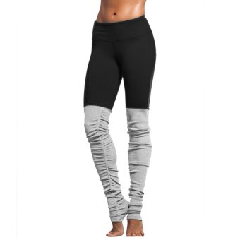 Women Lady Fashion Patchwork Style Leggings Pants Trousers Tights Skinny Slim Casual Comfort Fit for Exercise Yoga Running Black L - intl  