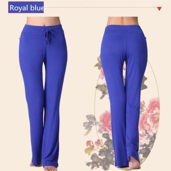 Women Long Pants Modal Dancing Yoga Trouses Plus Size Fitness Waistband Harem Pants (Royal Blue) - intl  