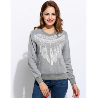 Women Long Sleeve O-Neck Print Pullover Casual Sweatshirt - intl  