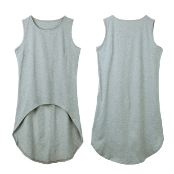 Women Longline Tank Top Vest Sleeveless Asymmetrical Hem O Neck Cropped Casual Top Grey - intl  