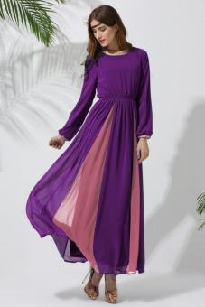 women Middle East nation Long sleeve dress Muslim dresses restoring ancient ways Arab robes - Purple - intl  