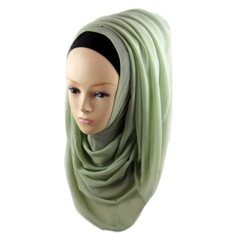 Women Muslim Chiffon Soft Head Neck Wrap Cover Hat Long Shawl Hijab Scarf Light Green - intl  