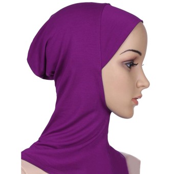 Women Muslim Modal Soft Flexible Head Neck Wrap Cover Inner Hijab Cap Hat Purple - intl  