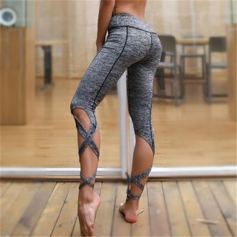 Women Pants Sport Sexy Leggings Cross Tight Bandage for Yoga Ballet Running Dance Gym Sportswear - intl  