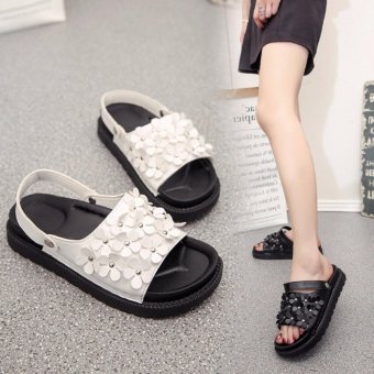 Women Personality Petal Skin Sandals Thicken Outsole Sandal Breathable Summer Beach Slipper Student Fashion Shoes White XZ309 - intl  