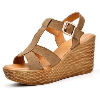 Women Platform Wedge Open Toe Gladiator Trifle Sandals Shoes(Brown)  