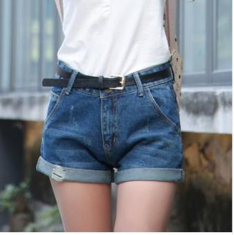 Women plus size denim shorts holes crimping retro jeans - intl  