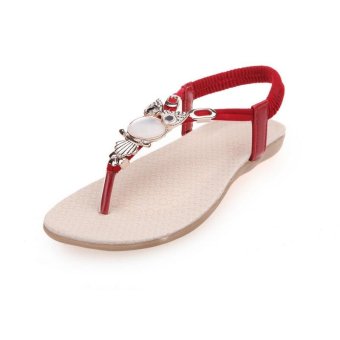 Women Sandals 2016 Fashion Summer Sandals Flat Ankle-Wrap Sandals Women Shoes Sandalias Mujer Plus Size(Red) (EU:35)-intl  