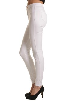 Women Slim Fit Stretch Skinny Leggings Pencil Pants Trousers White (EXPORT)  