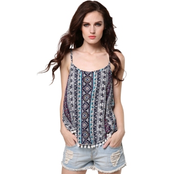 Women Spaghetti Strap Floral Tops (Blue) - intl  