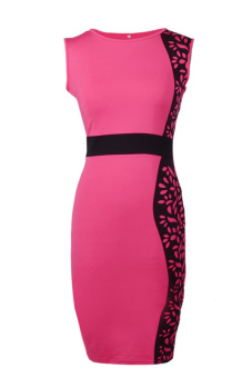 Women Summer Slim Tunic Print Floral Plus Size Sexy Bodycon Dress Pink  