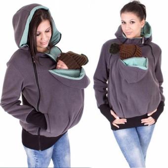 Women Sweatshirts Fleece Baby Carrier Wearing Hoodies Sweatshirts Baby Frock Casual Zipper Pregnant Kangaroo Hoodies pullovers - intl  