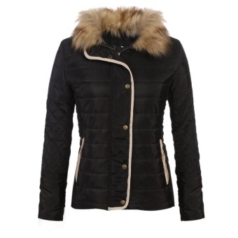 Women Winter Fashion Stand Collar Long Sleeve Quilted Zip-up Slim Jacket Coat Outwear - intl  