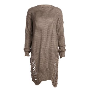 Women Winter Knit BodyCon Slim Party Sweater Mini Dress (Coffee) - intl  