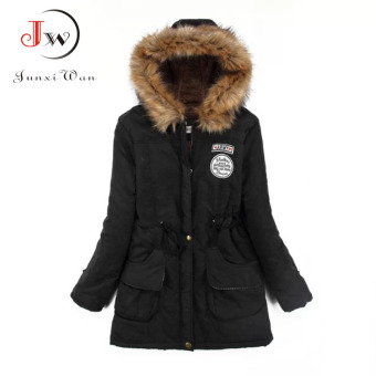 Women Winter Womens Parka Casual Outwear Military Hooded Coat Winter Jacket Fur Coats Clothes manteau femme Plus Size Black - intl  